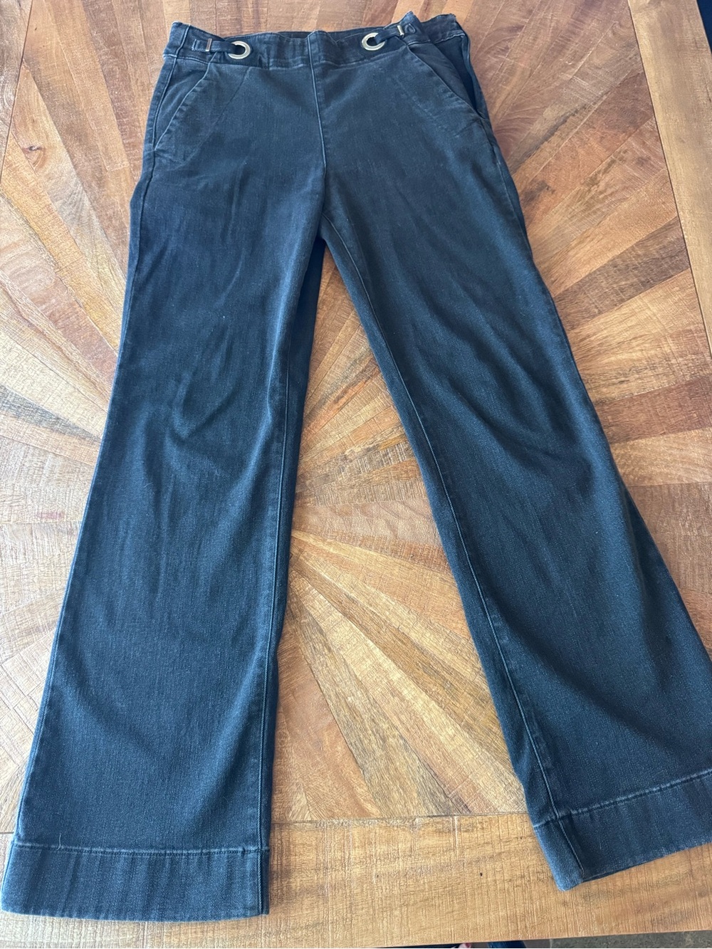 White House Black Market Phantom Gray Extra High Rise Trouser Wide-Leg Jeans